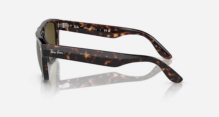 Ray-Ban RB4407 sunglasses, tortoiseshell frame with brown tint lenses, side view