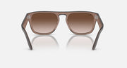 Ray-Ban RB4407 sunglasses, brown frame and light-brown lenses, angled front view
