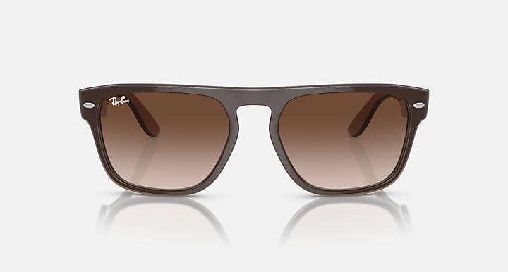Ray-Ban RB4407 sunglasses, brown frame and light-brown lenses, straight-on view