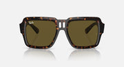 Ray-Ban Magellan sunglasses, square dark havana frame with olive-brown tinted lenses