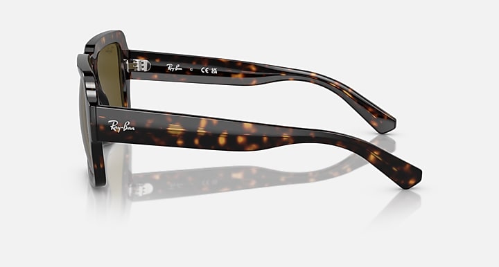 Ray-Ban Magellan sunglasses side view: dark havana frame with olive-brown lens
