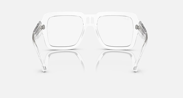 Clear rectangular sunglasses, front view, see-through frame and clear lenses
