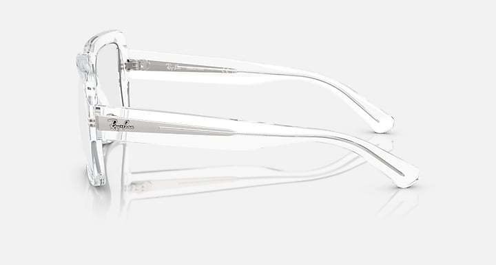 Clear rectangular sunglasses side view with metal arms and clear lenses