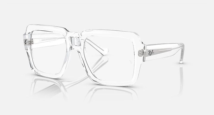 Clear rectangular sunglasses with thick see-through frames and clear lenses