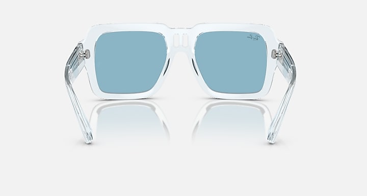 Magellan sunglasses with clear light blue frame and light blue tinted square lenses