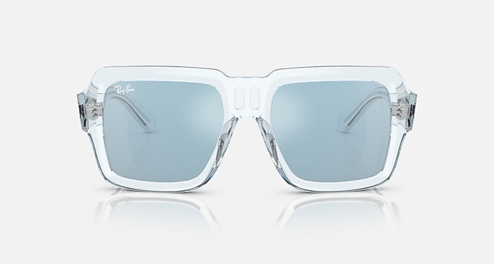 Magellan sunglasses front view with clear light blue frame and light blue lenses
