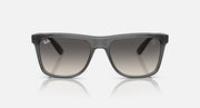 Front view dark gray wayfarer sunglasses with gradient smoke lenses.