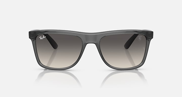 Front view dark gray wayfarer sunglasses with gradient smoke lenses.