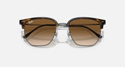 Ray-Ban Clubmaster sunglasses, tortoise frame with brown gradient lenses, front view