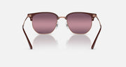 Ray-Ban New Clubmaster RB4416 sunglasses, maroon cat-eye style frame with purple lenses