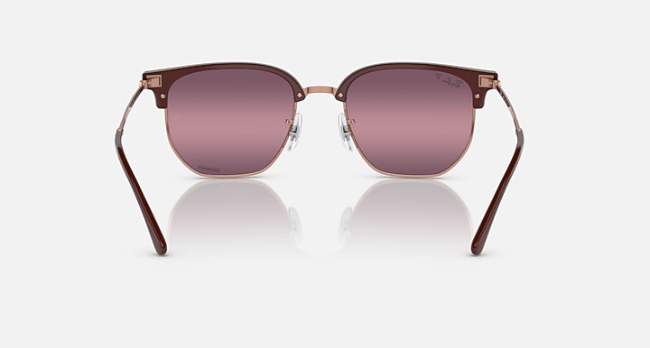 Ray-Ban New Clubmaster RB4416 sunglasses, maroon cat-eye style frame with purple lenses