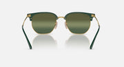 Ray-Ban New Clubmaster RB4416 sunglasses, green cat-eye style frame with dark green lenses