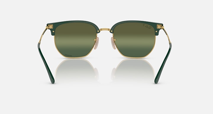 Ray-Ban New Clubmaster RB4416 sunglasses, green cat-eye style frame with dark green lenses