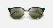 Ray-Ban New Clubmaster RB4416 sunglasses, green frame with gold details and mirrored green lenses