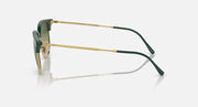 Ray-Ban New Clubmaster RB4416 sunglasses, side view with green frame and gold temples