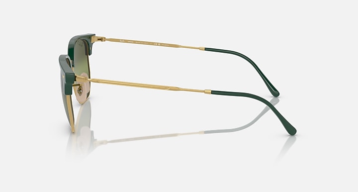 Ray-Ban New Clubmaster RB4416 sunglasses, side view with green frame and gold temples