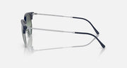Ray-Ban Clubmaster sunglasses side view with dark blue temples and silver arms