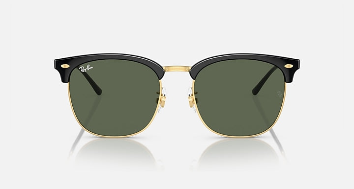 Ray-Ban RB4418D sunglasses, dark green lenses, black frames with gold-tone hinges and bridge
