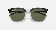 Ray-Ban RB4418D sunglasses, close front, dark green lenses, black frames with metal bridge