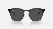 Ray-Ban RB4418D round sunglasses with black frame and dark gray lenses, front view