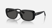 Black Ray-Ban sunglasses with dark square lenses and glossy black frame