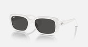 White Ray-Ban RB4421D sunglasses with dark grey lenses and thick rectangular frame.