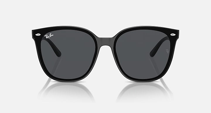 Sunglasses with black frames and dark gray gradient lenses, front view