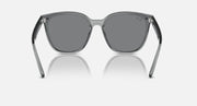 Sunglasses with clear gray frames and dark gray lenses, front view