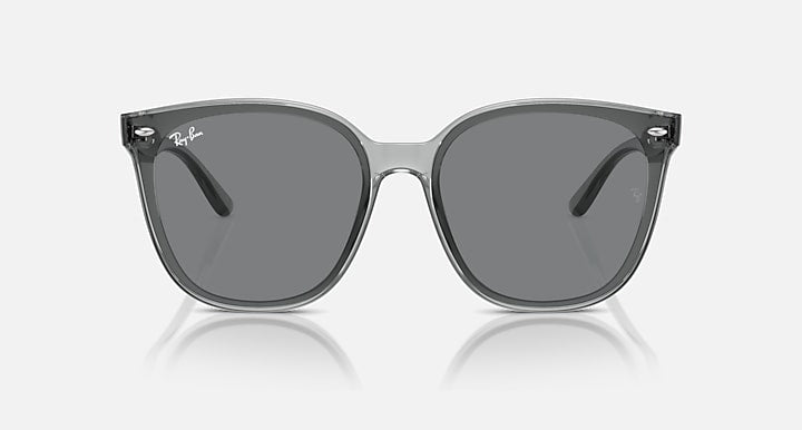 Sunglasses with transparent gray frames and gray lenses, front view