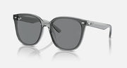 Sunglasses with transparent gray frames and dark gray lenses, front view