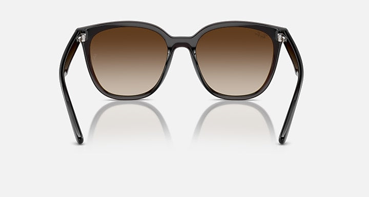 Dark brown square sunglasses with gradient brown lenses and thick front frame