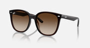 Dark brown square sunglasses with gradient brown lenses and glossy frame
