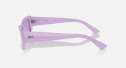 Ray-Ban lilac sunglasses side profile with violet tinted lenses and temples