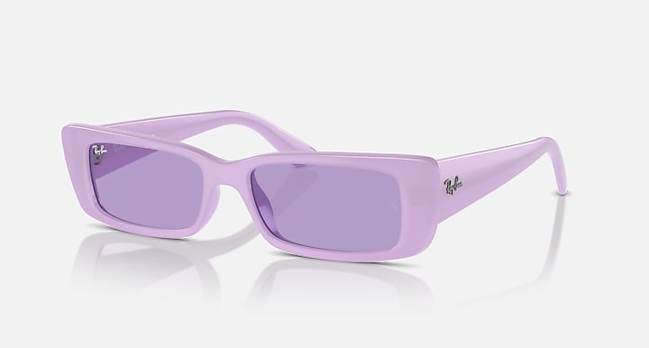 Ray-Ban lilac rectangular sunglasses with violet tinted lenses