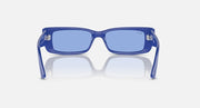 Blue rectangular sunglasses with light-blue lenses, centered front view