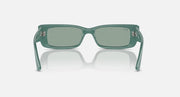Green rectangular sunglasses with muted-green lenses, centered front view