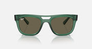 Front view green sunglasses with brown lenses and angular full-rim frame, Ray-Ban Phil
