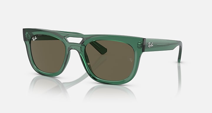 Green sunglasses with brown lenses and full-rim frame, Ray-Ban Phil RB4426