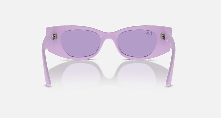 Lilac sunglasses with purple lenses, low-angle front view