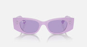 Lilac sunglasses with purple tinted lenses, front view