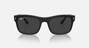 Ray-Ban RB4428 sunglasses, black wayfarer frame with dark lenses, straight-on view