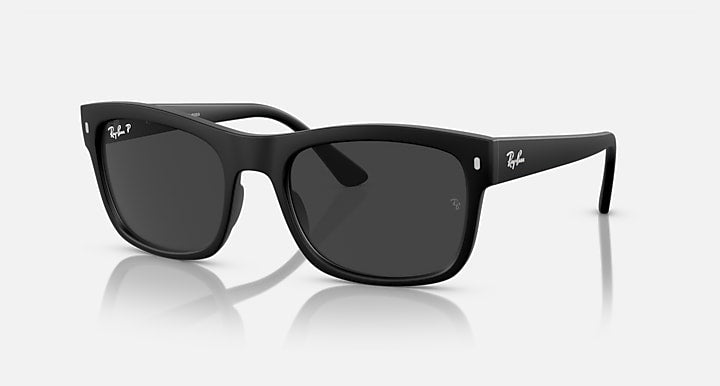 Ray-Ban RB4428 sunglasses with black frame and dark gray lenses, full front view