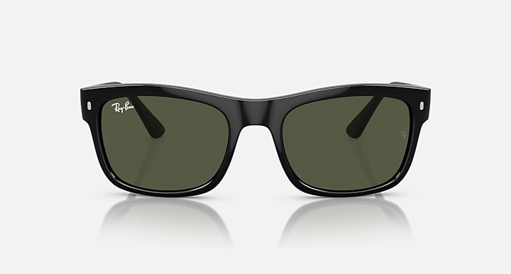 Ray-Ban RB4428 sunglasses, black full-frame with dark green lenses and curved temples