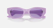 Lilac Ray-Ban Zena sunglasses with purple-tinted lenses and squared cat-eye shape
