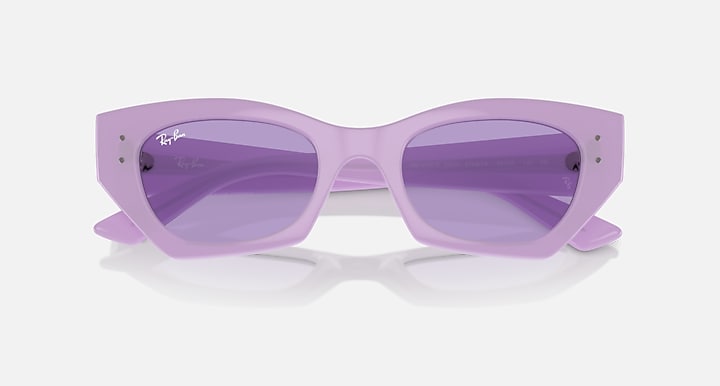 Lilac Ray-Ban Zena sunglasses with purple-tinted lenses and squared cat-eye shape