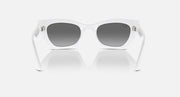 White Ray-Ban Zena sunglasses with dark gray lenses, straight front profile