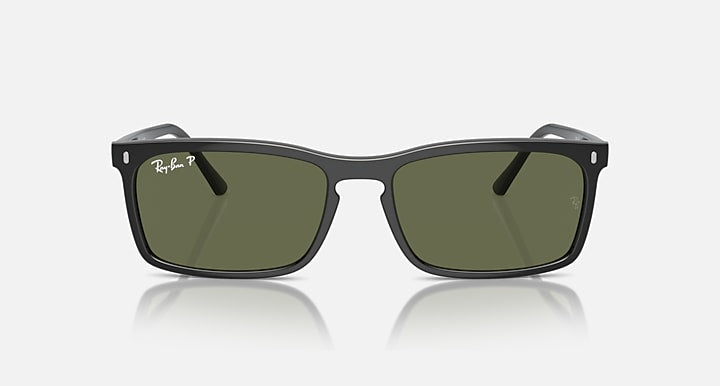 Ray-Ban RB4435 sunglasses front view with dark green lenses and black frame