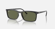Ray-Ban RB4435 angled sunglasses with dark green lenses and black frame