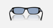 Ray-Ban RB4436D rectangular sunglasses with black frame and blue lenses