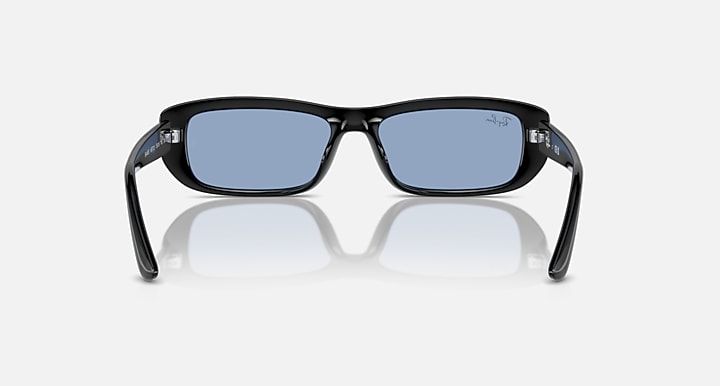Ray-Ban RB4436D rectangular sunglasses with black frame and blue lenses